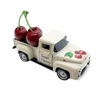 Duvcoywae Decoración De Camión Metálico | Camión Retro con 3 Frutas Ficticias | Vehículo Creativo, de Mesa para Exposición en Estantería de Granja Pieza Central de Exhibición