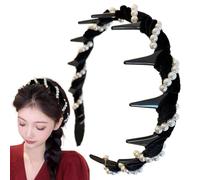 Duvcoywae Diadema de perlas para mujeres, diadema de perlas para niñas | Accesorios para el cabello de ola - Bodas de boda que no son deslizantes para la cabeza de los dientes de los dientes de la