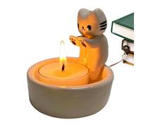 Duvcoywae Portavelas Animal | Recipiente para Cera de Vela | Bandeja Para Velitas Caricaturesca Adorable Decoración Divertida De Gato Para Mesa Lugar De Trabajo Spa Repisa De Chimenea Cocina Regalo De