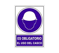 DUVER Señal 600 Plast. 295X210 ''Obligatorio Uso Casco'' - Es Obligatorio el Uso del Casco