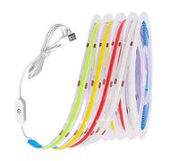 DUVERT Tira LED COB flexible de alta densidad con interruptor táctil, USB 5V, 320 leds, luz lineal regulable, cinta led con adesivo para decoración de hogar (3 m, azul)