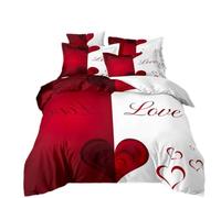Duvet Cover 220 x 240 Corazón Blanca Rojo Colchas de Verano Funda Edredon