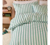 Duvet Day Hettie Juego De Funda Nórdica - Reversible Ultra Suave con Efecto Seersucker A Rayas (Azul/Verde - 230x220cm)