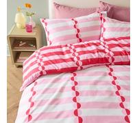 Duvet Day Lottie Juego De Funda Nórdica - Reversible Ultrasuave con Estampado Geométrico Vibrante (Rojo/Rosa - 137x200cm)