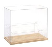 DuvinDD - Escaparate acrílico transparente de 3 niveles, pequeño escaparate para colección escaparate estatuilla para Pop Mart Labubu escaparate coche miniatura almacenamiento perfume (grano de madera