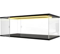 DuvinDD Vitrina acrílica con iluminación LED para Lego Ferrari Daytona SP3 para Lego McLaren P1 para Porsche 911 - 60 x 30 x 20 cm - Caja protectora transparente contra el polvo con base negra