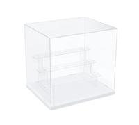 DuvinDD - Vitrina acrílica transparente de 4 niveles, pequeña vitrina para colección escaparate estatuilla para pop escaparate coche miniatura almacenamiento perfume (base blanca, 31 x 23,5 x 28,5 cm)