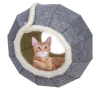 Duvo+ Casa Para Gatos Jane Gris/Blanco 42x39x42 Cm Plegable Para Gatos Escondite