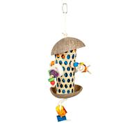 Duvo Juguete Para Aves Tubo De Forraje Coco/Bambú 18x18x30cm Para Aves