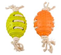 Duvo + Juguete para Perro Eco de Goma Pelota de Rugby Bambú / Arroz + Algodón