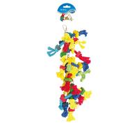 Duvo + Pájaro de Juguete Baumwollknoten 38cm Con Cintas de Cuero & Holzblöcken