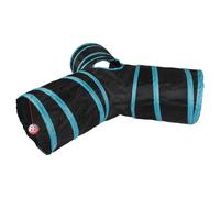 Duvo+ Túnel De Juego Laberinto Azul/Negro 80x25 Cm Juguete Para Gato Diversión