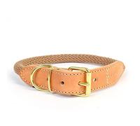 Duvoplus, Collar de Nailon sólido y Flexible con Acabado de Piel GA mme EXPLOR Forest, Talla L - 51-59 cm/14 mm, Color Lunar, para Perro, Ideal para Paseos y expediciones aventureras