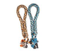 duvoplus, Twisted Cotton Rope with Bows Diameter 4.4 cm - 120 cm Blue/Orange, Toy, Blue/Orange, Dog