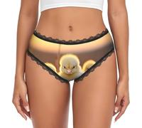 DUWAA A Brood Of Chickens7 - Calzoncillos hipster transpirables con estampado de encaje, ropa interior de encaje suave para mujer para uso diario, Negro, XL