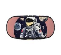 DUWAA Astronaut on The Moon - Estuche de papelería funcional con impresión de astronauta en la luna, estuche para lápices, estuche ligero