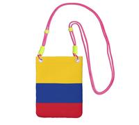 DUWAA Bandoleras pequeñas con estampado de bandera de Colombia para mujer, a la moda, monedero para teléfono con correa ajustable, para senderismo, viajes, Fucsia, Talla única