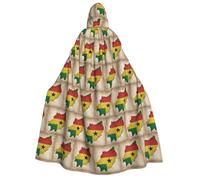 DUWAA Bata con capucha para hombre, diseño de bandera de Santo Tomé y Príncipe, capa de mago, uniforme medieval, para cosplay