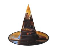 DUWAA Beaver Working3 - Sombrero de bruja impreso, sombrero de mago, accesorios de cosplay para Halloween, fiesta, mascarada, carnavales, 3 piezas