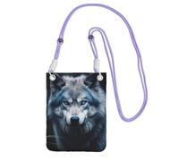 DUWAA Blue Eyes Wolf1 - Bolso cruzado pequeño con estampado de lobo para mujer, a la moda, bolso para teléfono con correa ajustable, para senderismo, viajes, Púrpura, Talla única