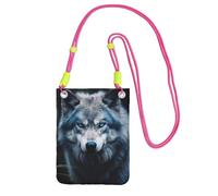 DUWAA Blue Eyes Wolf1 - Bolso cruzado pequeño con estampado de lobo para mujer, a la moda, bolso para teléfono con correa ajustable, para senderismo, viajes, Fucsia, Talla única