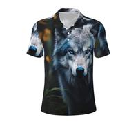 DUWAA Blue Eyes Wolf1 - Camisas de golf para hombre, polos deportivos, absorbe la humedad, camiseta hawaiana de manga corta, Negro -, Large