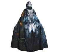 DUWAA Blue Eyes Wolf1 - Capa de carnaval unisex para adultos, con capucha, para Halloween, bruja, vampiro, mago, cosplay
