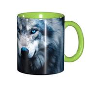DUWAA Blue Eyes Wolf1 - Taza de cerámica con caja de regalo, hermosas tazas de café para regalo de cumpleaños, café, leche, 6 colores