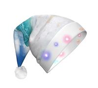DUWAA Blue Sky - Sombrero de Papá Noel con diseño de paisaje marino tropical, divertidos sombreros de Navidad para adultos, accesorios de fiesta de Año Nuevo