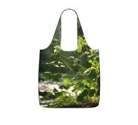 DUWAA Bolsa plegable con estampado de flores silvestres, pájaros, hojas, ramas, bolsa de compras reutilizable con capacidad de 25 litros para el trabajo, la playa y los viajes