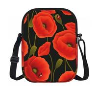 DUWAA Bolso bandolera Oxford con estampado de flores de amapola, bolso bandolera ajustable resistente al agua para mujer, viajes, uso diario