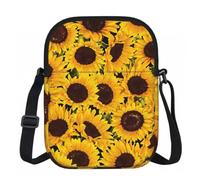 DUWAA Bolso bandolera Oxford con estampado de girasoles amarillos, bolso bandolera ajustable resistente al agua para mujer, viajes, uso diario