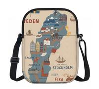 DUWAA Bolso bandolera Oxford con varios estampados de mapa de Suecia con varios ilustres, bolso bandolera ajustable resistente al agua para mujer, viajes, uso diario