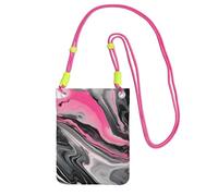 DUWAA Bolso bandolera para mujer, diseño abstracto de mármol gris y rosa con estampado artístico para mujer, bolso de hombro, bolsa de viaje para deporte, mini bolsa para teléfono, Fucsia, Talla única
