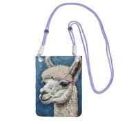 DUWAA Bolso cruzado con estampado de llama de alpaca para mujer, bolso de hombro, bolsa de viaje, mini bolsa de teléfono, cartera para teléfono, Púrpura, Talla única