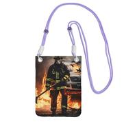 DUWAA Bolso cruzado con estampado de llama de bombero para mujer, bolso de hombro, bolsa de viaje, mini bolsa de teléfono, cartera para teléfono, Púrpura, Talla única