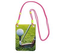 DUWAA Bolso cruzado pequeño con estampado de campo de golf para mujer, bolso de teléfono con correa ajustable, para senderismo, viajes, Fucsia, Talla única