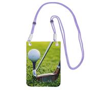 DUWAA Bolso cruzado pequeño con estampado de campo de golf para mujer, bolso de teléfono con correa ajustable, para senderismo, viajes, Púrpura, Talla única