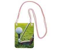 DUWAA Bolso cruzado pequeño con estampado de campo de golf para mujer, bolso de teléfono con correa ajustable, para senderismo, viajes, Rosado, Talla única