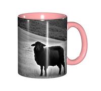 DUWAA Bonita taza de cerámica con estampado de cordero de oveja con caja de regalo, hermosas tazas de café para regalo de cumpleaños, café y leche, 6 colores