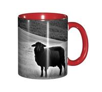 DUWAA Bonita taza de cerámica con estampado de cordero de oveja con caja de regalo, hermosas tazas de café para regalo de cumpleaños, café y leche, 6 colores
