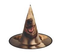 DUWAA Bonito sombrero de bruja colgante con estampado de perro labrador, accesorios de disfraces, decoraciones para el hogar, patio, porche, 3 piezas