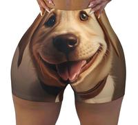 DUWAA Bonitos pantalones cortos de correr con estampado de perro labrador elásticos de cintura alta para entrenamiento, pantalones cortos deportivos suaves para el hogar, Negro, S