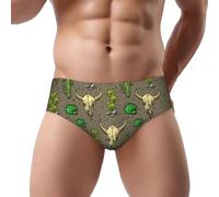 DUWAA Calavera de toro y lindo estampado de cactus para hombre, ropa interior de bikini para estilo moderno, calzoncillos elásticos de microfibra que absorben la humedad, Negro, XXL