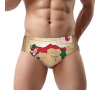 DUWAA Calzoncillos de bikini para hombre, diseño de mapa topográfico de Turquía con estampado de bandera, para un estilo moderno, de microfibra elástica que absorbe la humedad, Negro, XXL