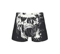 DUWAA Calzoncillos tipo bóxer suaves y cómodos con estampado de calavera de fantasma, con bolsa de apoyo integrada, ropa interior que absorbe la humedad para hombre, Negro, L