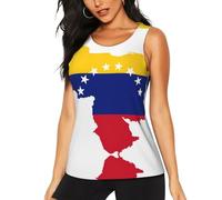 DUWAA Camiseta sin mangas con estampado de la bandera de Venezuela para mujer, camiseta sin mangas de secado rápido para correr, yoga, estilo casual, Negro, M