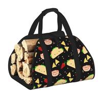 DUWAA Canastas de madera con estampado de fiesta de martes con asa, gran tienda de troncos para chimenea, resistente al desgaste, bolsas de pícnic, cesta de troncos