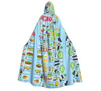 DUWAA Capa con capucha con estampado de mapa de Irlanda con iconos para hombres y mujeres, capa con capucha, disfraz unisex de bruja y vampiro para Halloween