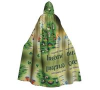 DUWAA Capa con capucha con estampado de mapa de Irlanda con puntos de referencia para hombres y mujeres, capa con capucha, disfraz unisex de bruja y vampiro para Halloween